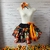 Saia Junina 2 Babados Floral Laranja e Tiara Adulto na internet