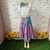 Saia Longa Junina Infantil em Chita Floral com Tiara
