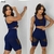 Conjunto fitness - short longo e top decote V transparente