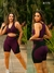 Conjunto fitness - short longo e top decote V
