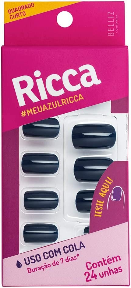 Unhas Blue Jeans Ricca - Uso com Cola
