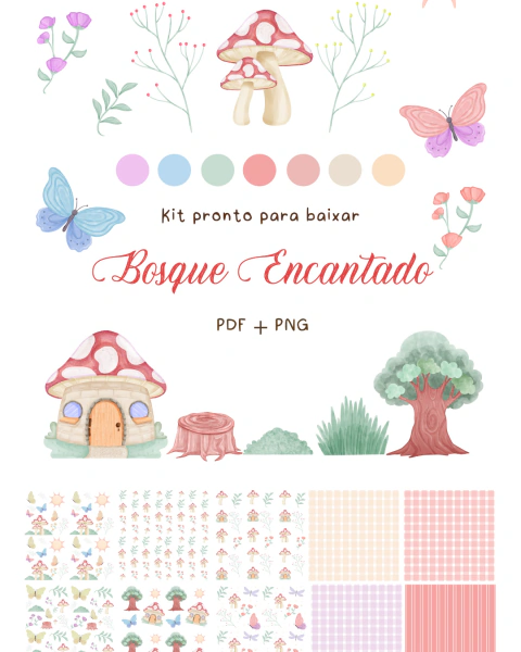 Pack Digital Bosque Encantado – 30 Imagens + 10 Estampas