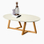 Mesa de Centro Oval para Sala Classic Pés em Madeira Maciça Pinus - Off White - Monê Moveis & Design Ltda.