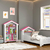 Mini Cama Infantil Casinha Real com Prateleira - Branca/Rosa - comprar online