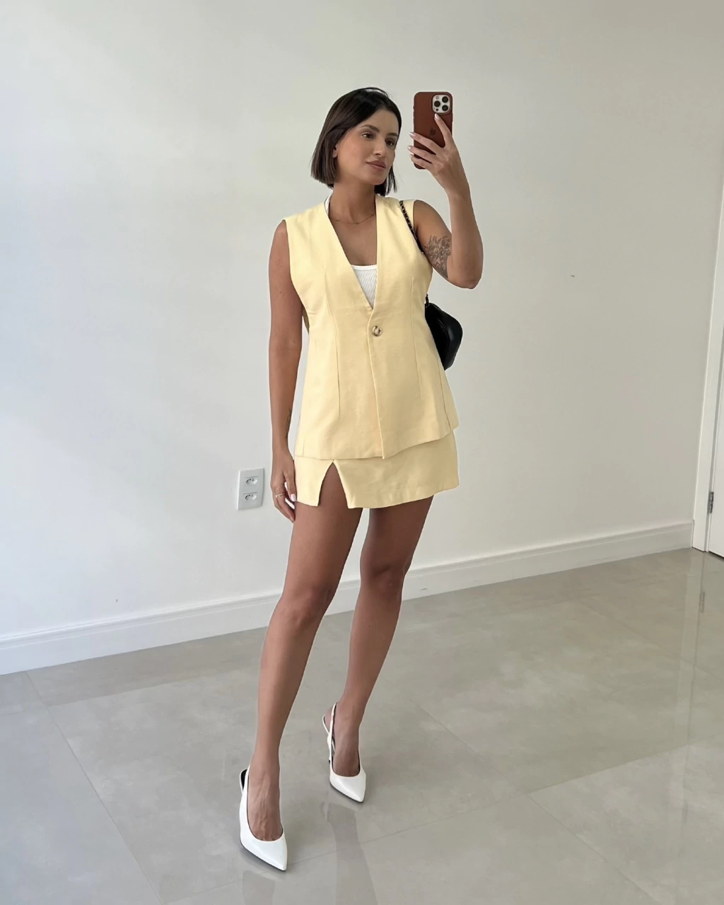 Colete alongado amarelo