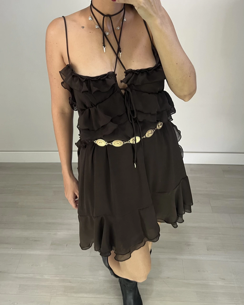 Vestido chiffon curto
