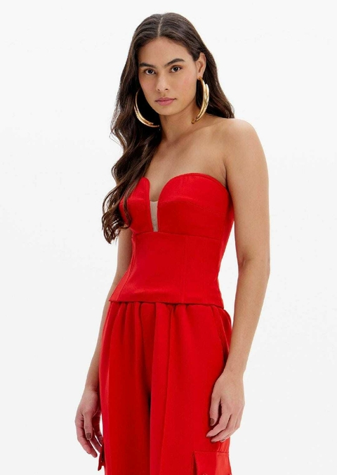 Blusa Corset Sem Alças Com Decote