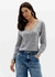 Blusa Tricot Com Aplicação e Decote V - comprar online