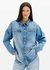 Camisa Jeans Alongada Com Laços