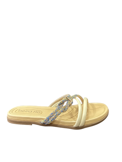 RASTEIRA BEIRA RIO / CREME PURO ROSADA COM STRASS AZUL E VERDE - 1937