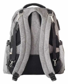 Mochila Maternal PUNTI gris claro con candado y puerto USB - BUGUI Baby Shop