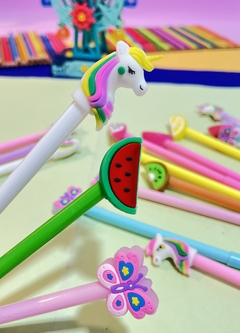 Trio de Canetas – Unicórnio, Frutas e Borboletas (Kit com 3 unidades) - comprar online