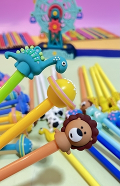 Trio de Canetas – Dino, Animais e Planeta (Kit com 3 unidades) - Papelaria Roda Gigante