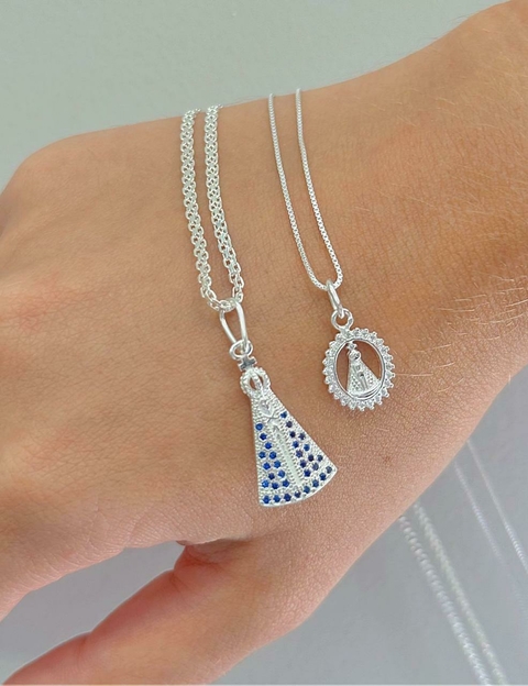 Colar N.Sr.Aparecida Cravejado Prata 925