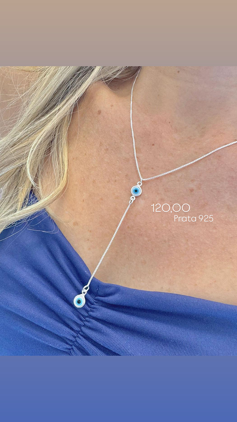 Colar gravatinha olho grego ( Prata 925 ) chama WhatsApp