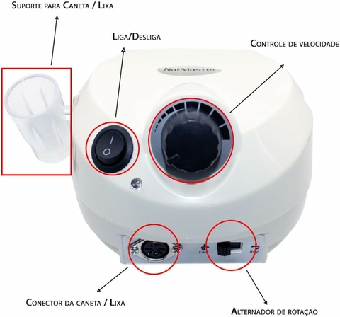 Super Lixadeira Motor Elétrica Unhas Nail Drill Porquinho 110V/220V 50000 RPM 1° linha - ORIGINAL