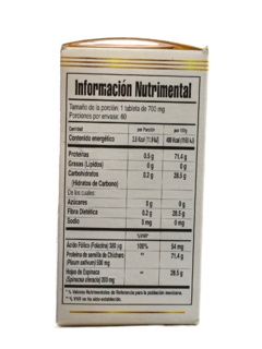 SUPLEMENTO ALIMENTICIO A BASE DE PROTEINA DE CHICHARO, ESPINACA Y ACIDO FOLICO GN VIDA en internet