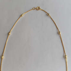 Colar com bolinha oval, banho em ouro 18 k - wojdela semijoias
