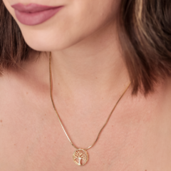 Colar com pingente arvore da vida, banho em ouro 18 k