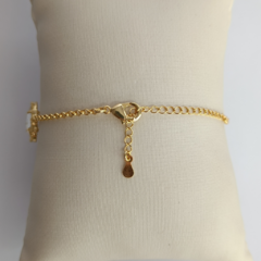 Pulseira com flor três trevos, banho em ouro 18 k - wojdela semijoias