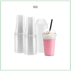 Vaso Frappe Descartable Con Tapa Domo X 100 Und