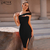 Vestido Sensual Bodycon de Ombro Único com Fenda Atrevida e Sem Alças - loja online
