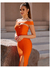 Vestido Sensual Bodycon de Ombro Único com Fenda Atrevida e Sem Alças