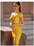 Vestido Sensual Bodycon de Ombro Único com Fenda Atrevida e Sem Alças - comprar online