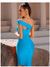 Imagem do Vestido Sensual Bodycon de Ombro Único com Fenda Atrevida e Sem Alças