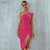 Vestido Sensual Bodycon de Ombro Único com Fenda Atrevida e Sem Alças na internet