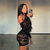Manga Longa Feminina em Estilo Bodycon com Vestido Mini Halter e Cordão