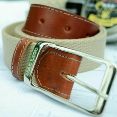 Cinto de Yute y Cuero con Hebilla Blanco - comprar online