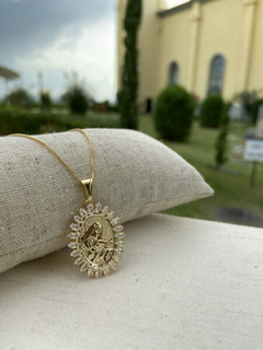 Colar Medalha Santa Rita de Cássia navete