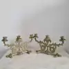 Par de candelabros em bronze para três velas
