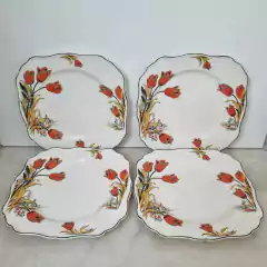 Lote com quatro pratos rasos em porcelana inglesa