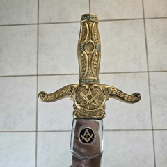 Imagem do Lindissima espada Maçônica modelo Flamejante em aço e cabo em metal