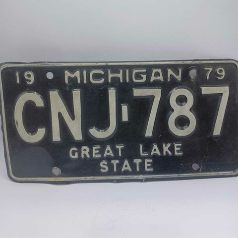 Rara e antiga Placa Americana de Carro Original de Michigan 1979