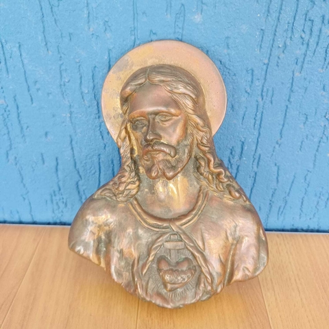 Imagem do Sagrado Coração de Jesus em bronze pesado