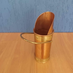 Porta-fósforos longo de latão e cobre para lareira vintage na internet