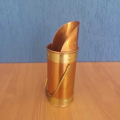 Porta-fósforos longo de latão e cobre para lareira vintage