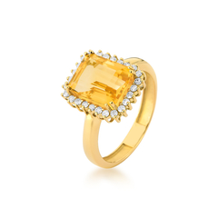 anel em ouro 18k com citrino e diamantes
