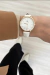 Relógio Feminino Branco Pulseira De Couro Queens Rosé Gold 32mm