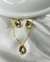 Conjunto Colar + Brinco Gota com Borda Cristal
