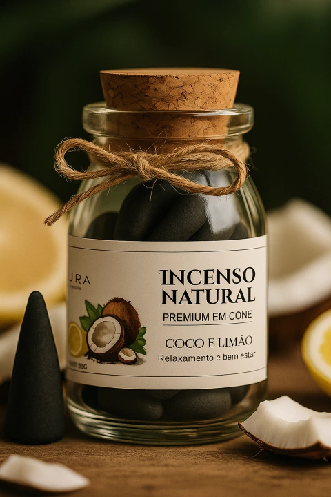 Incenso Natural em Cone Premium Coco e Limão 50g - comprar online
