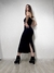Vestido Midi Canelado Helena Preto - loja luá