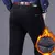 Imagem do Calça masculina grossa de veludo, jeans estiramento reto, calça jeans quente,
