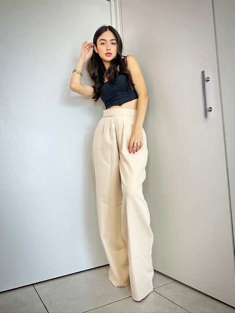 Calça Pantalona Velcro Bege