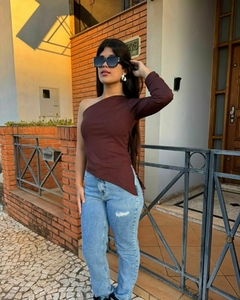 Blusa Um Ombro Canelada