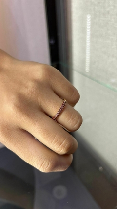 Anel Dourado Strass Rosa