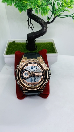 Relógio Analógico e Digital Lige Original- Pulseira de Borracha com Led Noturno.